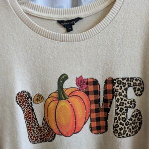 Women’s 3X Tan Beige Soft Knit Sweater with LOVE Embellishment & Side Ties